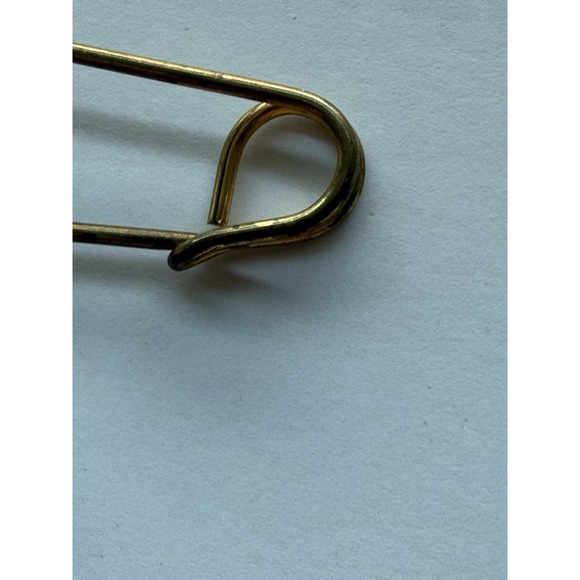 Antique Safety Pin Brooch Gold Tone With Faux Pearls - Picture 4 of 8